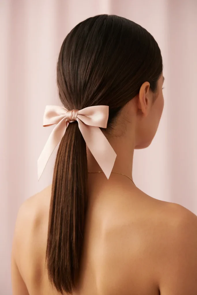 Sleek Low Ponytail with Bow