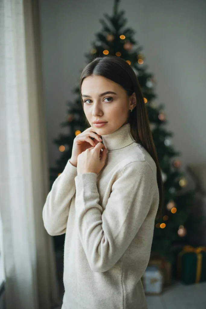 Sleek Straight Hair with Side Part