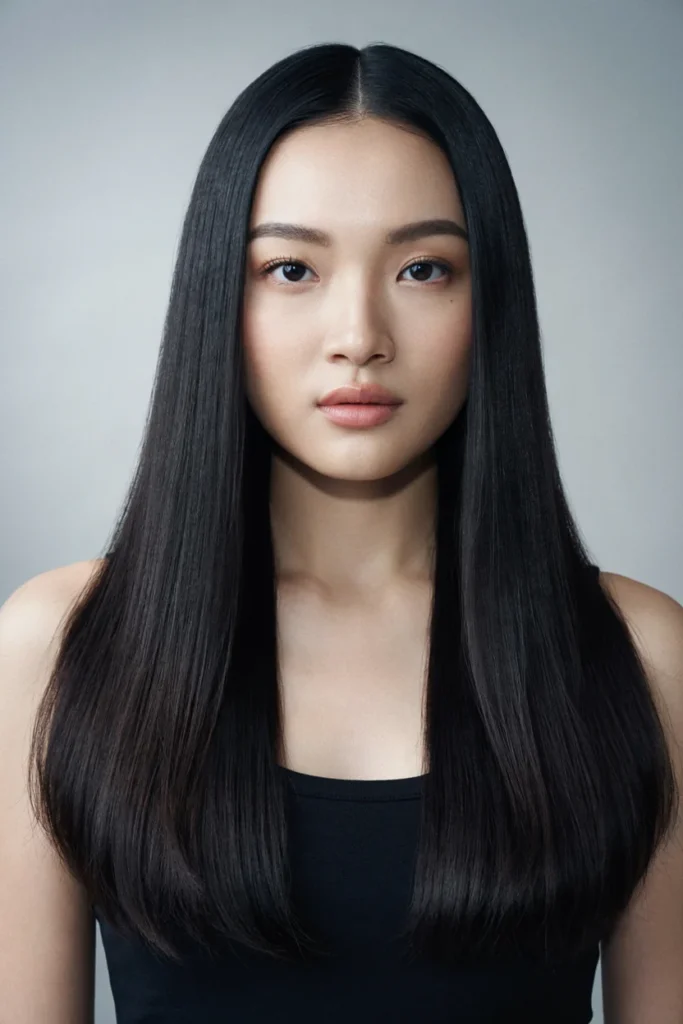 Sleek Straight with Middle Part