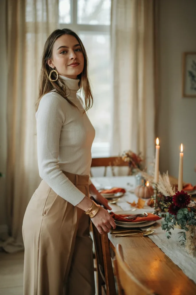 Statement Earrings and Neutral Outfit