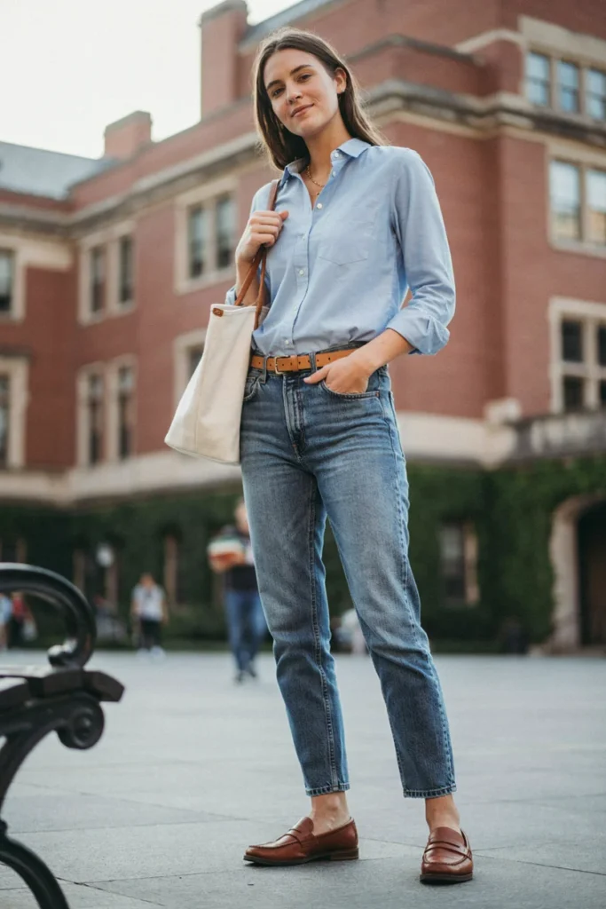 Straight Jeans with Loafers