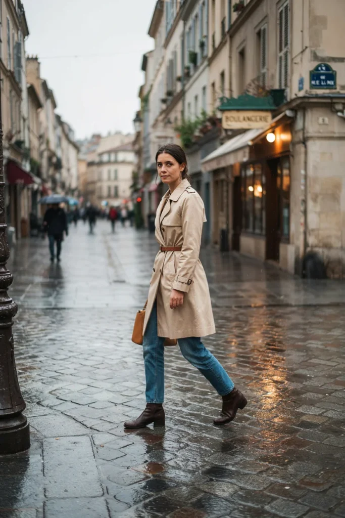 Straight Jeans with Trench Coat