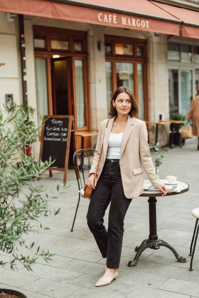 Straight-Leg Jeans with Blazer
