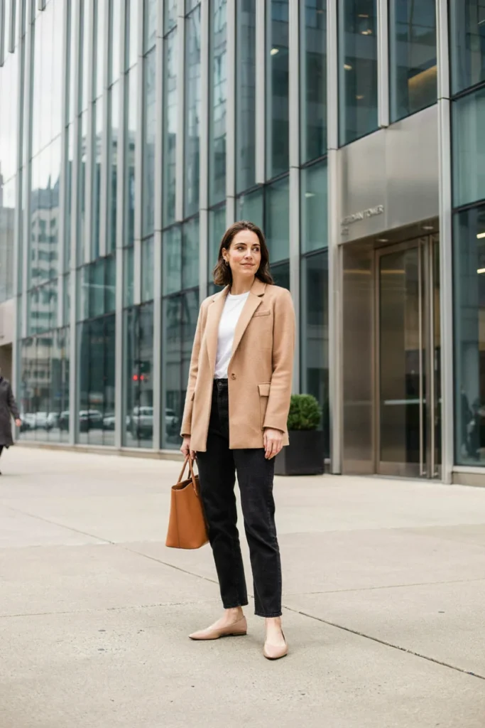  Straight-Leg Jeans with Blazer