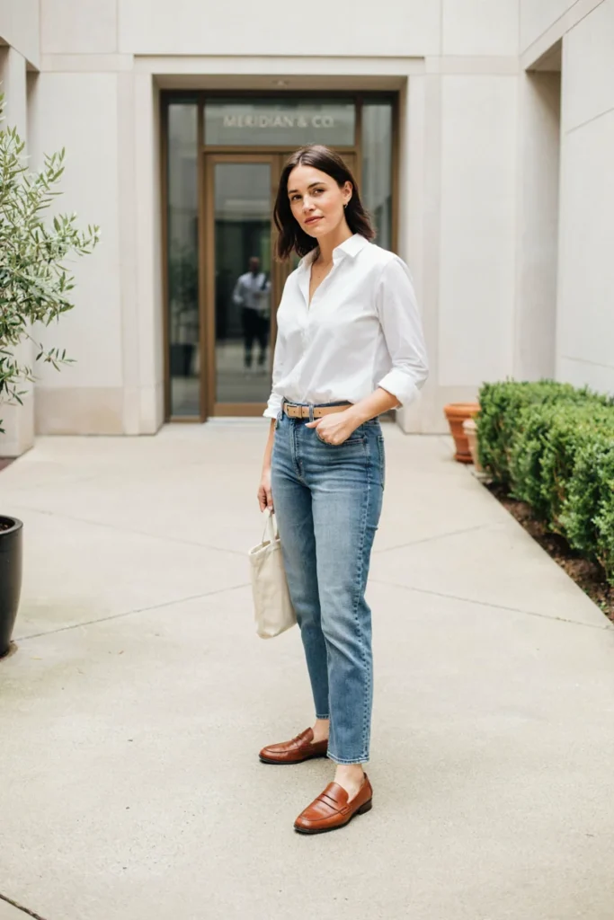 Straight-Leg Jeans with Button-Down
