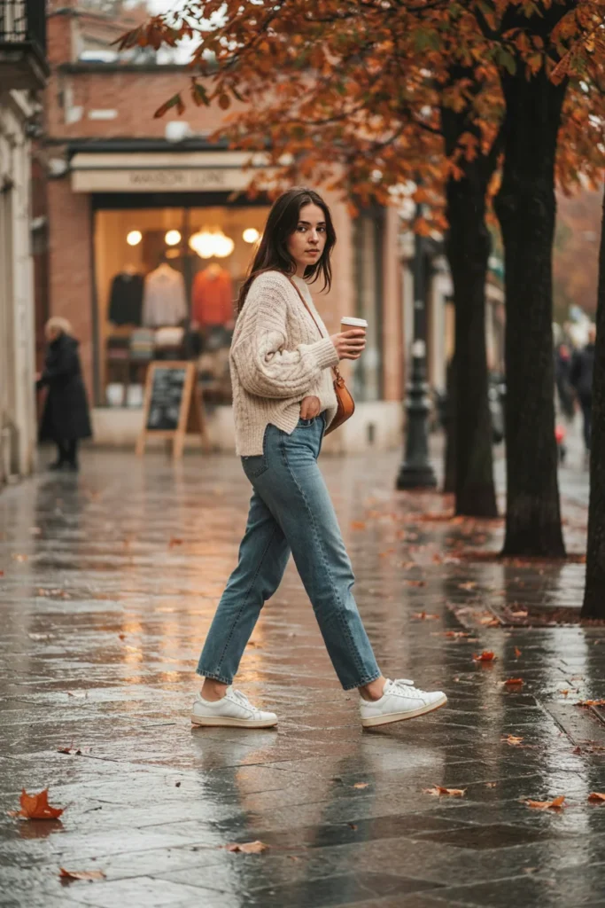 Straight-Leg Jeans with Oversized Sweater