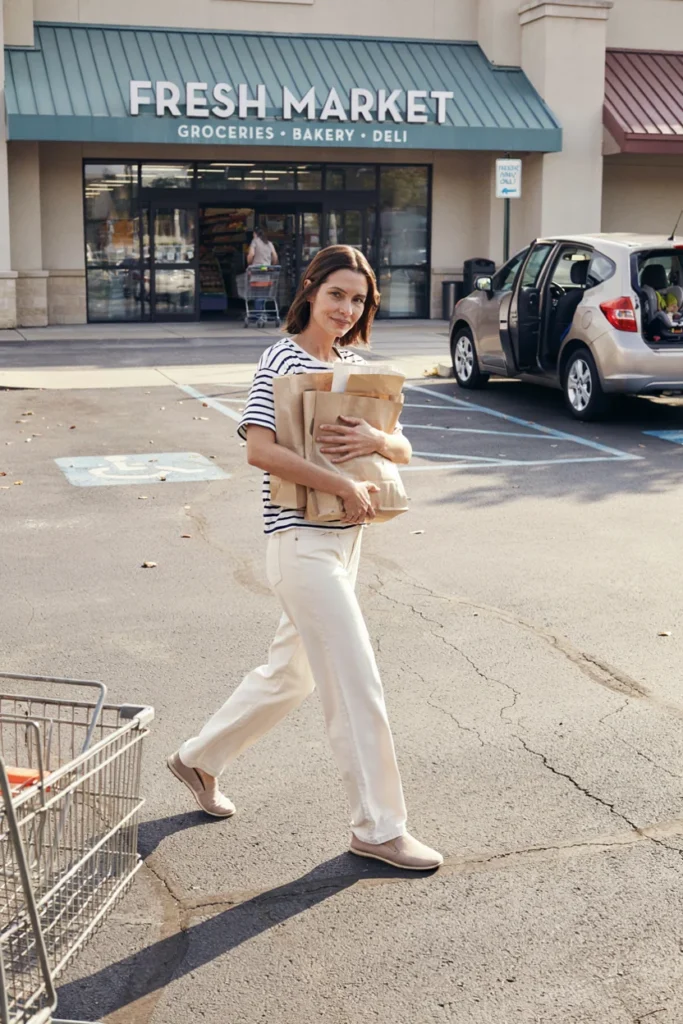 Striped Tee and Wide-Leg Trousers for Weekend Errands