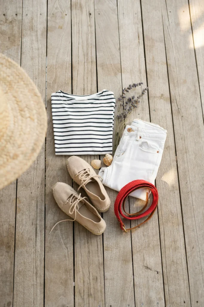 Striped Tee with White Jeans