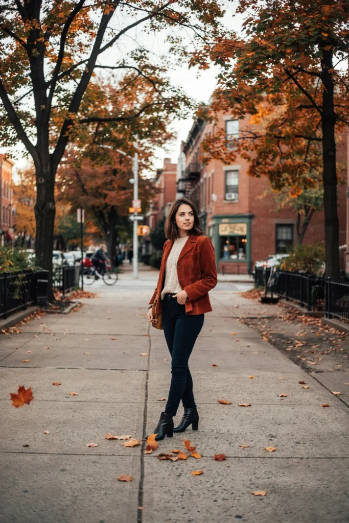 Suede Jacket with Skinny Jeans