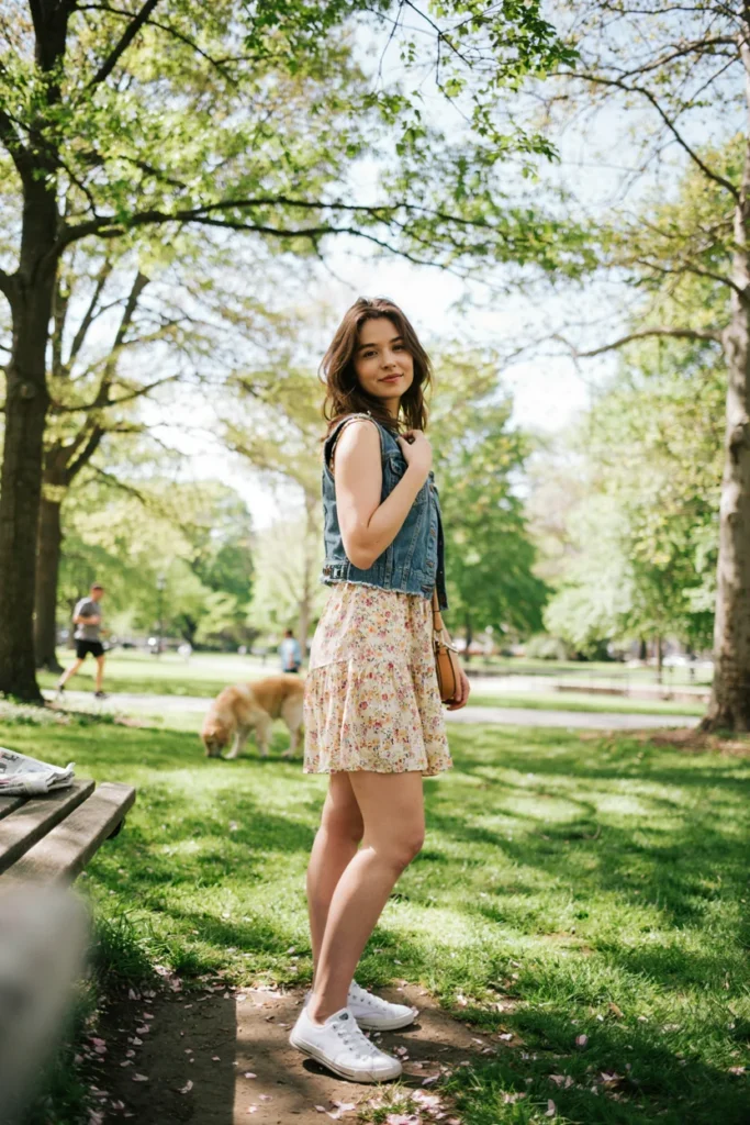 Sundress with Denim Vest