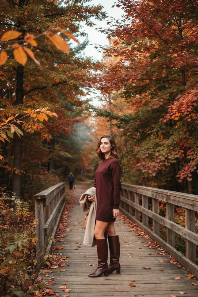 Sweater Dress with Knee-High Boots