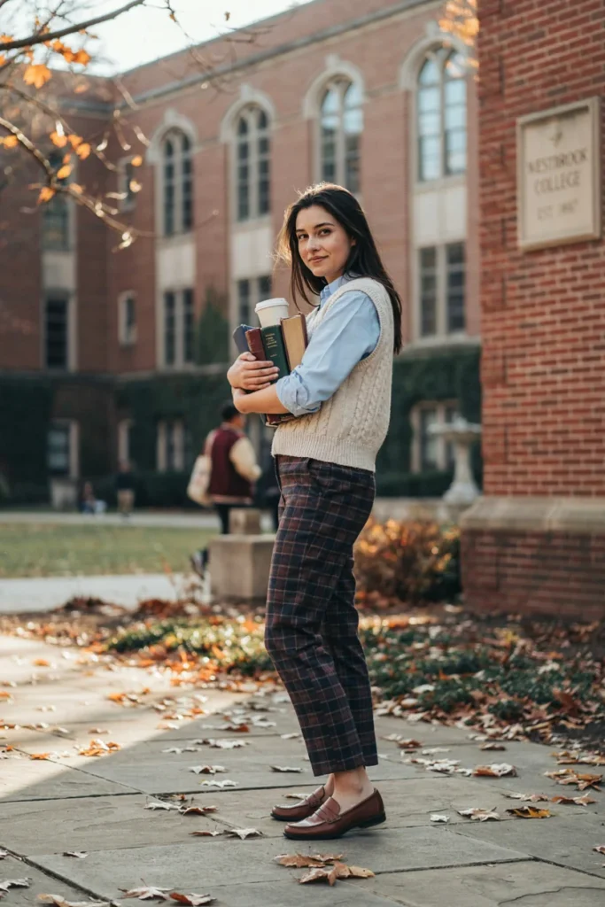 Sweater Vest Layered Over Shirt