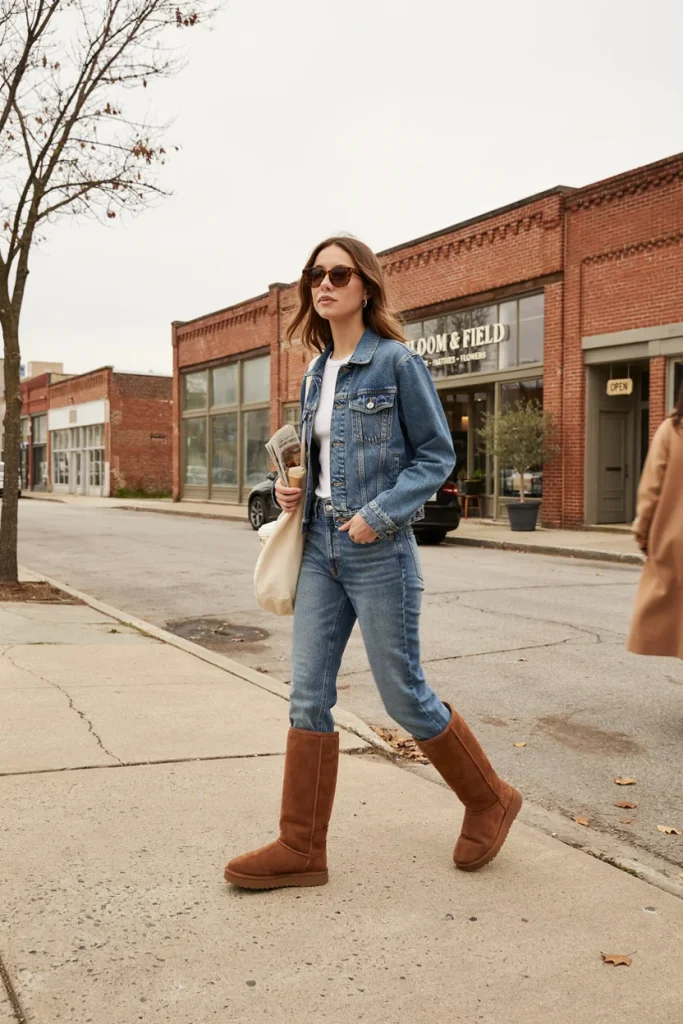  Ugg Boots with Denim Jacket and Jeans