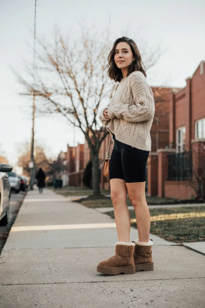 Ugg Platform Boots with Bike Shorts