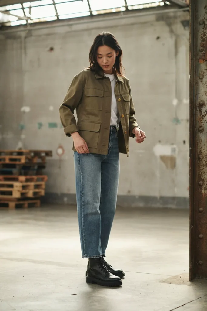 Utility Jacket Over Basic Tee