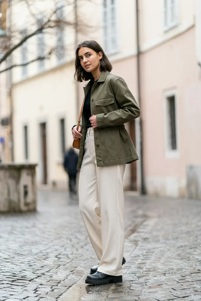 Utility Jacket with Wide-Leg Pants