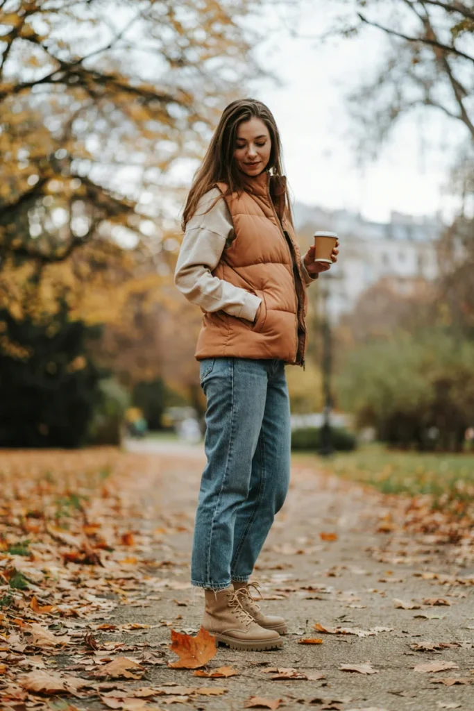 Vest Over Long-Sleeve Shirt