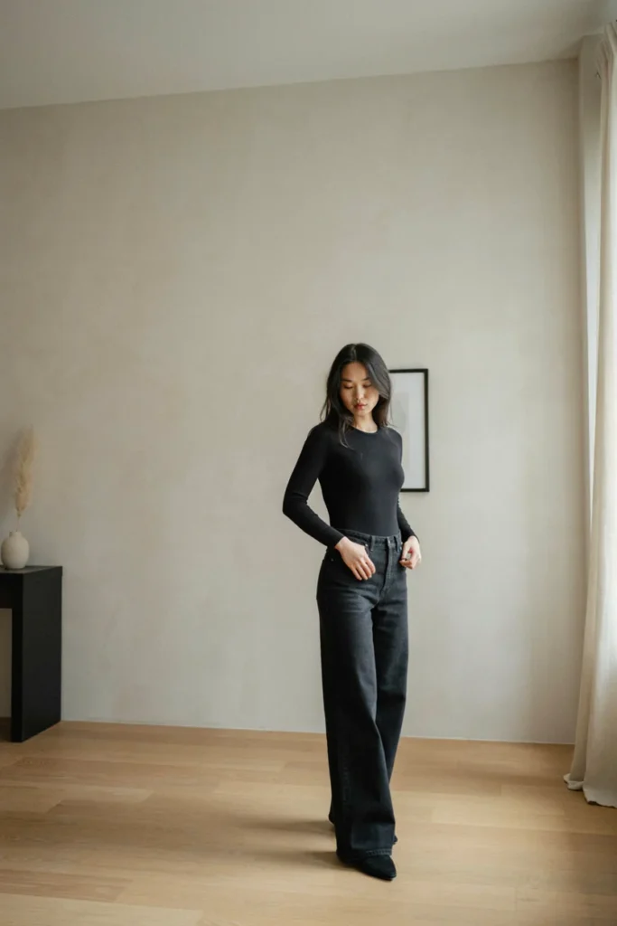 Wide-Leg Jeans with Bodysuit