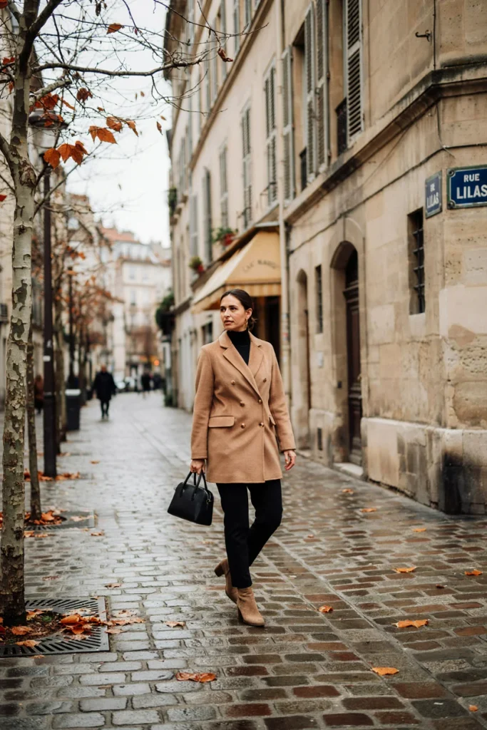Wool Coat with Ankle Boots
