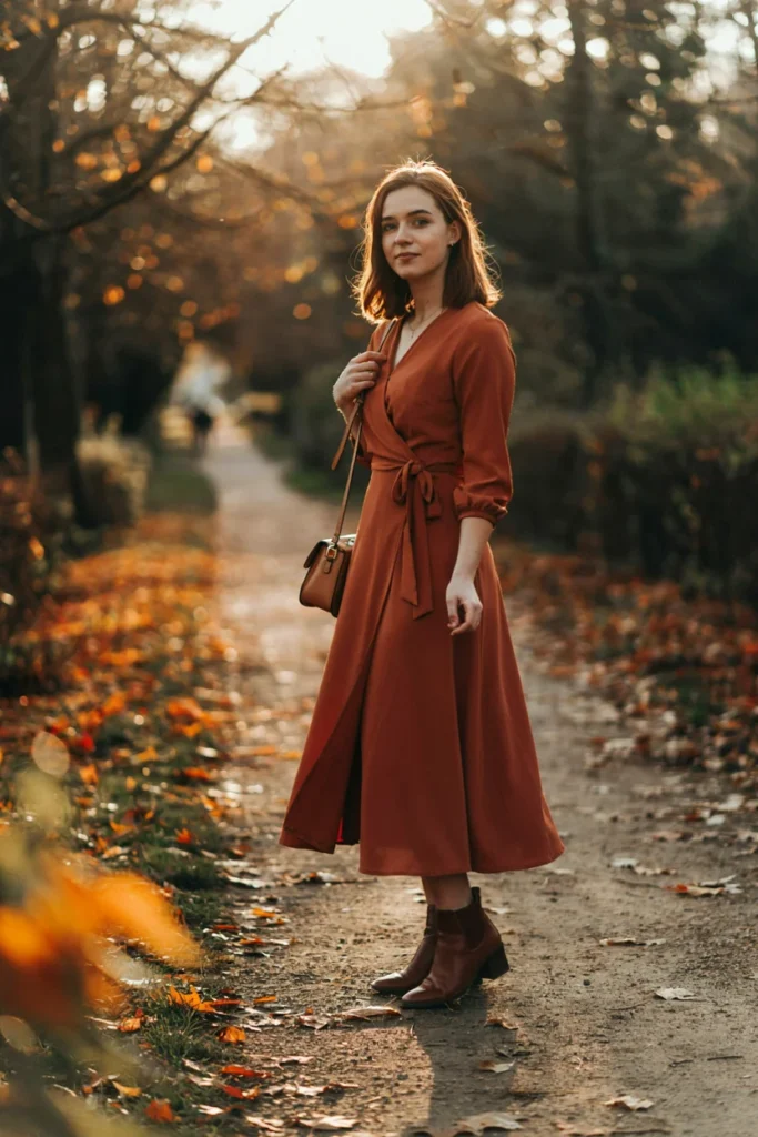 Wrap Dress with Ankle Boots