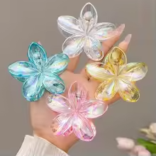 Y2K Be Real Transparent Flower Claw Clip – Iridescent Hair Accessory - Image 4