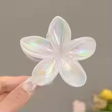 Y2K Be Real Transparent Flower Claw Clip – Iridescent Hair Accessory - Image 2