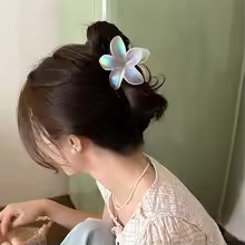 Y2K Be Real Transparent Flower Claw Clip – Iridescent Hair Accessory - Image 3