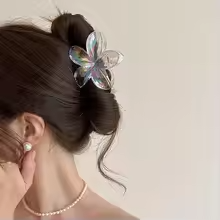 Y2K Be Real Transparent Flower Claw Clip – Iridescent Hair Accessory - Image 6