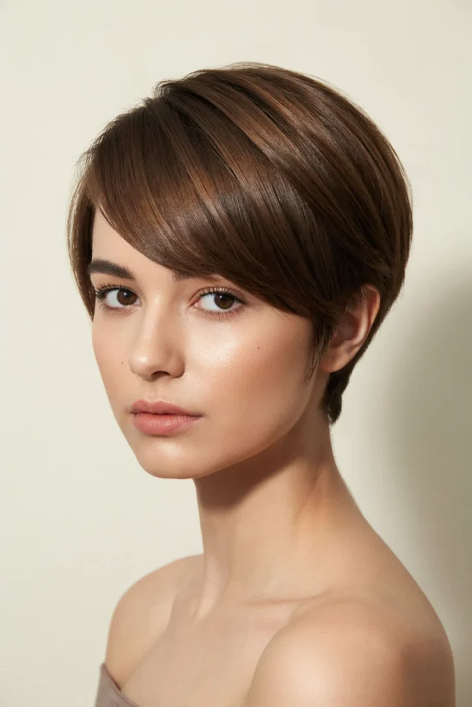 Classic Asymmetrical Pixie with Side-Swept Bangs