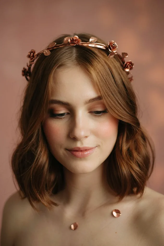 Copper Rose Halo on Auburn Hair