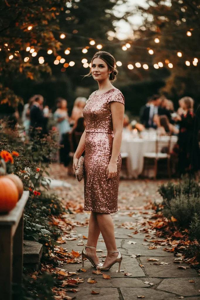Copper Sequin Cocktail Dress