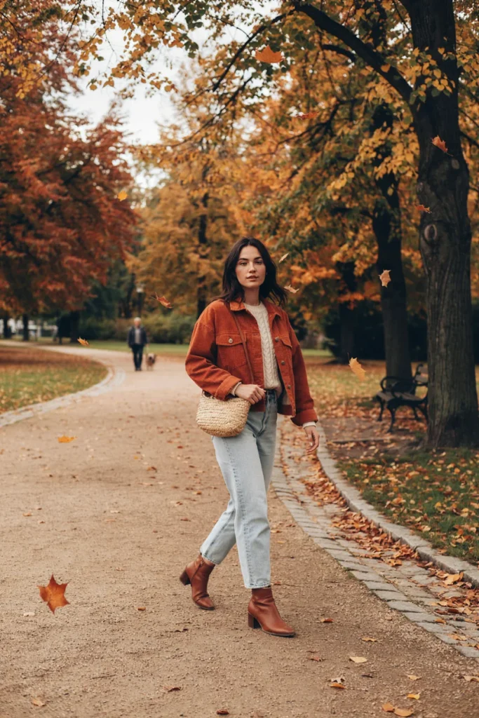 Corduroy Jacket & Straight Jeans