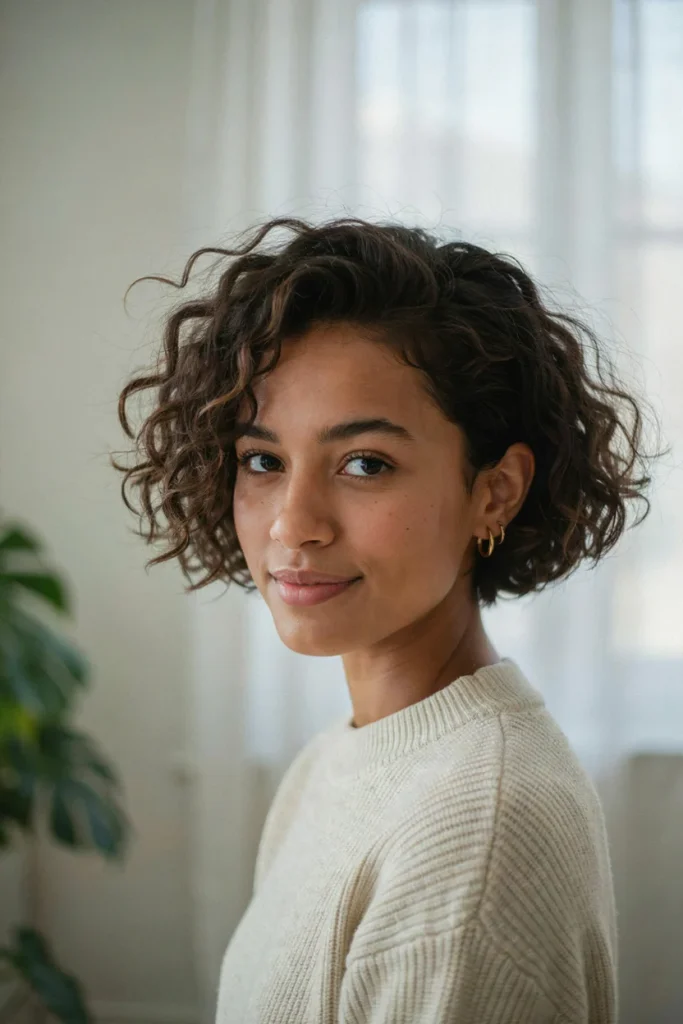 Curly Asymmetrical Pixie Cut