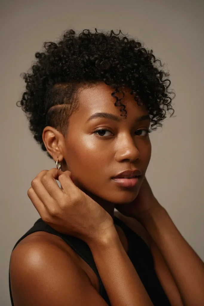 Curly Undercut Pixie with Fade