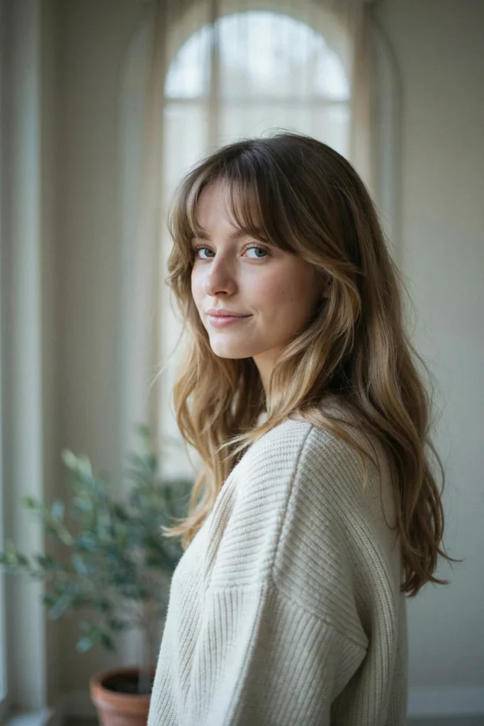 Curtain Bangs with Wavy Layers