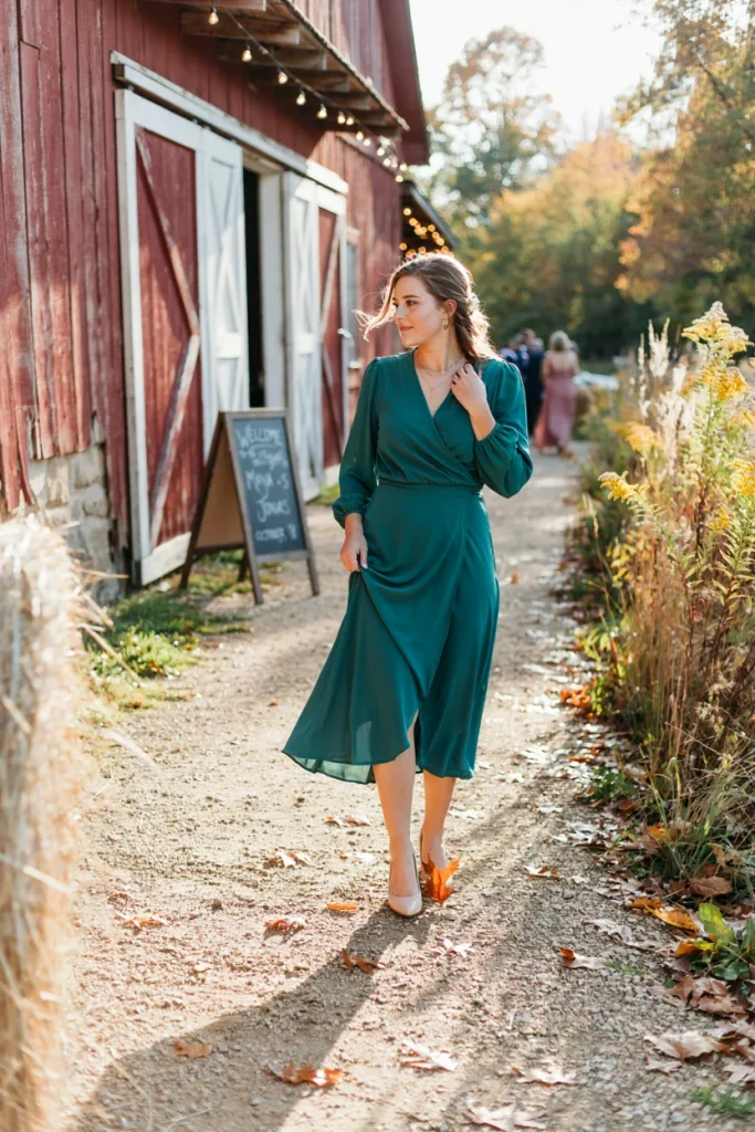  Emerald Green Wrap Dress