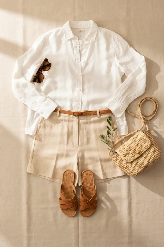 Linen Shirt & Tailored Shorts