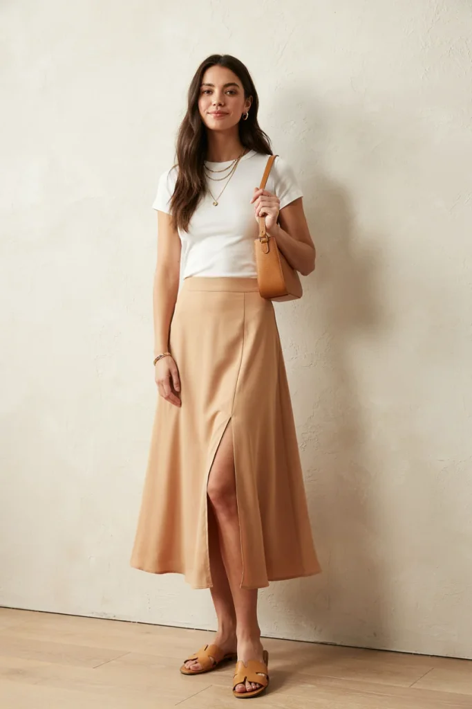 Midi Skirt & Fitted Tee