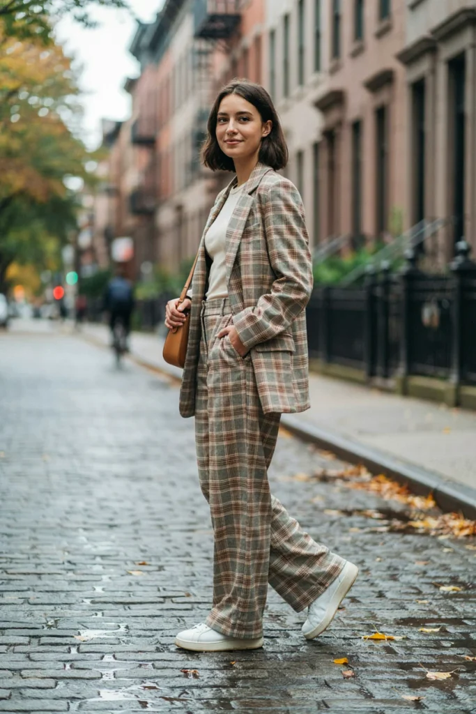 Plaid Blazer with Trousers