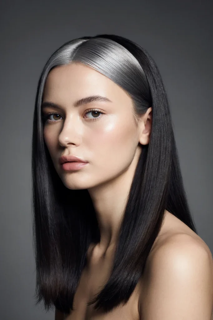 Silver Halo on Jet Black Hair