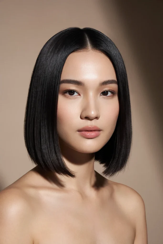 Sleek Bob with Middle Part