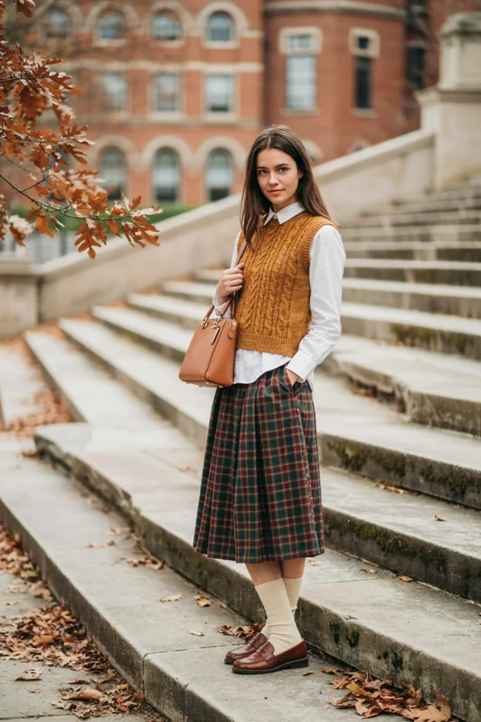 Sweater Vest & Pleated Skirt
