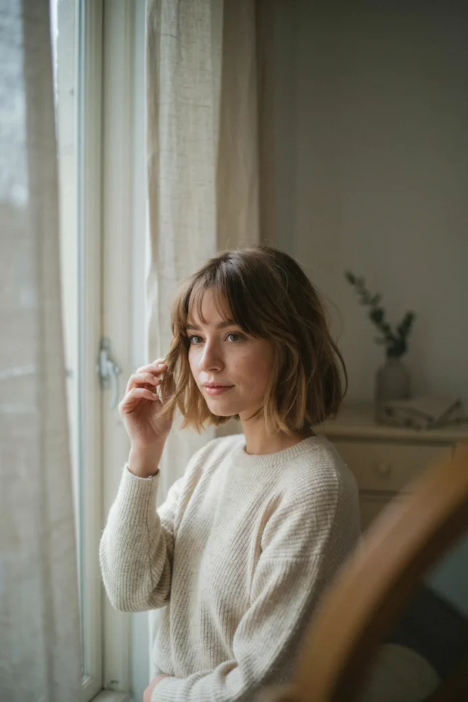 Textured Bob with Curtain Bangs