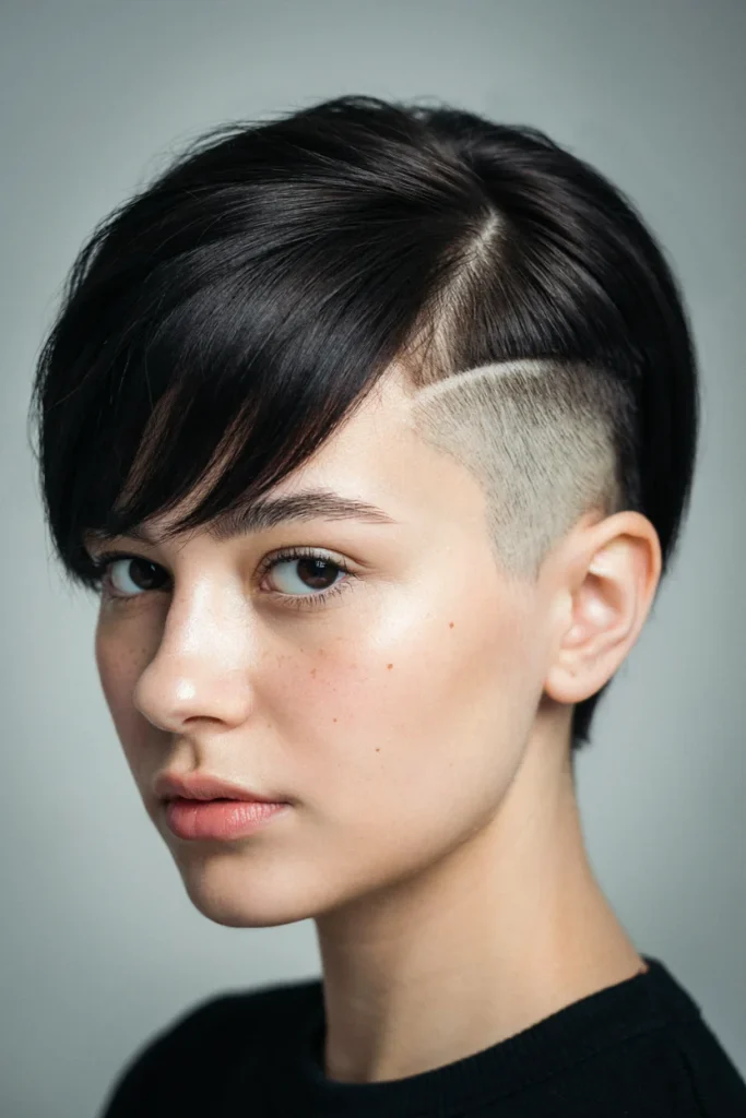 Undercut Pixie with Long Side Fringe