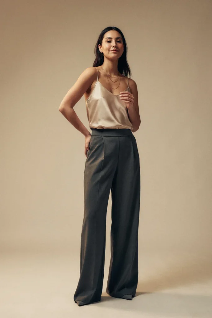 Wide-Leg Trousers & Silk Camisole